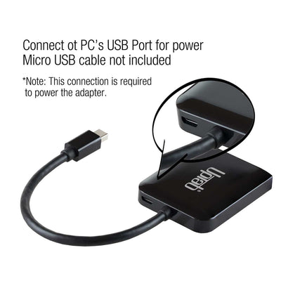 Mini DisplayPort 1.2a to 2-Port DisplayPort 4K Adapter - Power Port Descrition